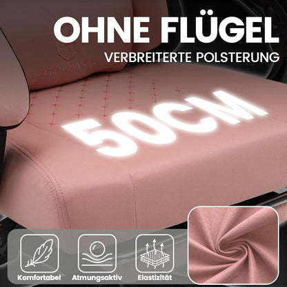 Ergonomischer Gaming Stuhl Stoff Schwarz-Rosa Fußstütze 150kg
