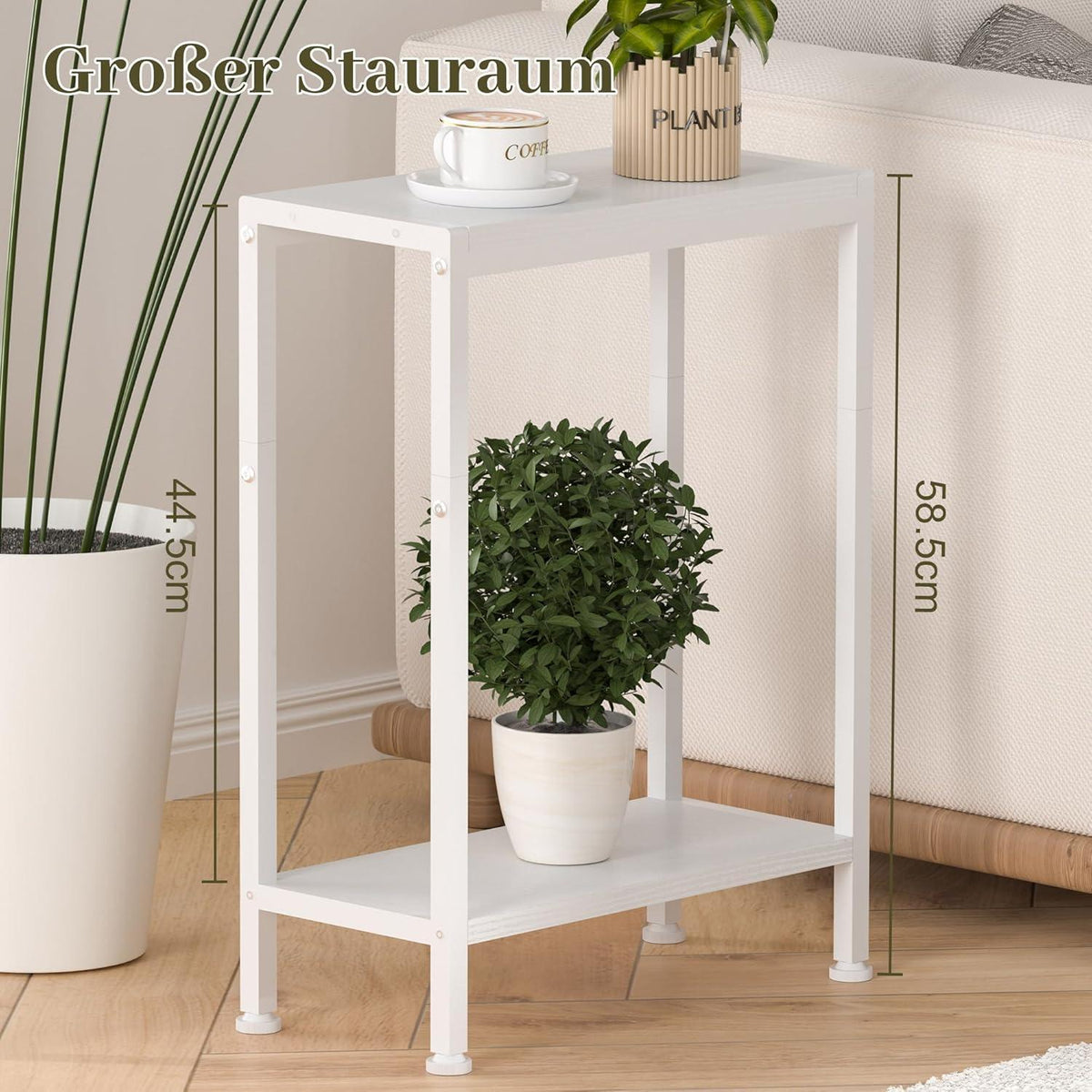 Schmaler Nachttisch 2er Set – Weiß, Platzsparend & Stabil