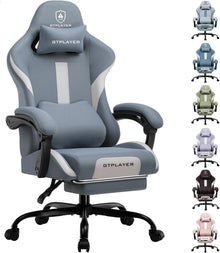Ergonomischer Gaming Stuhl mit Stoff, Frühlingskissen & Fußstütze