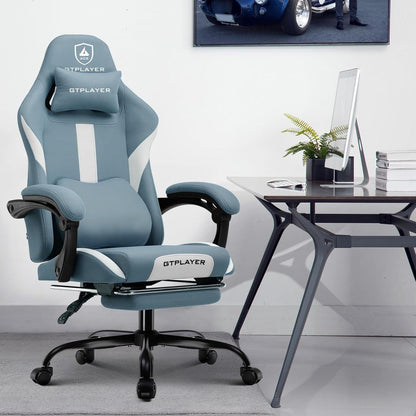 Gaming Stuhl Stoff mit Fußstütze und Taschenfederkissen
