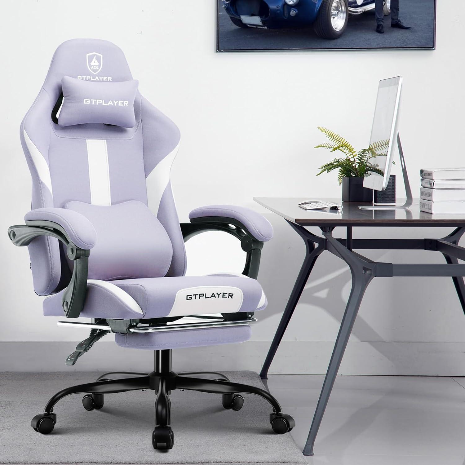 LUCKRACER Gaming Stuhl lila mit Fußstütze und