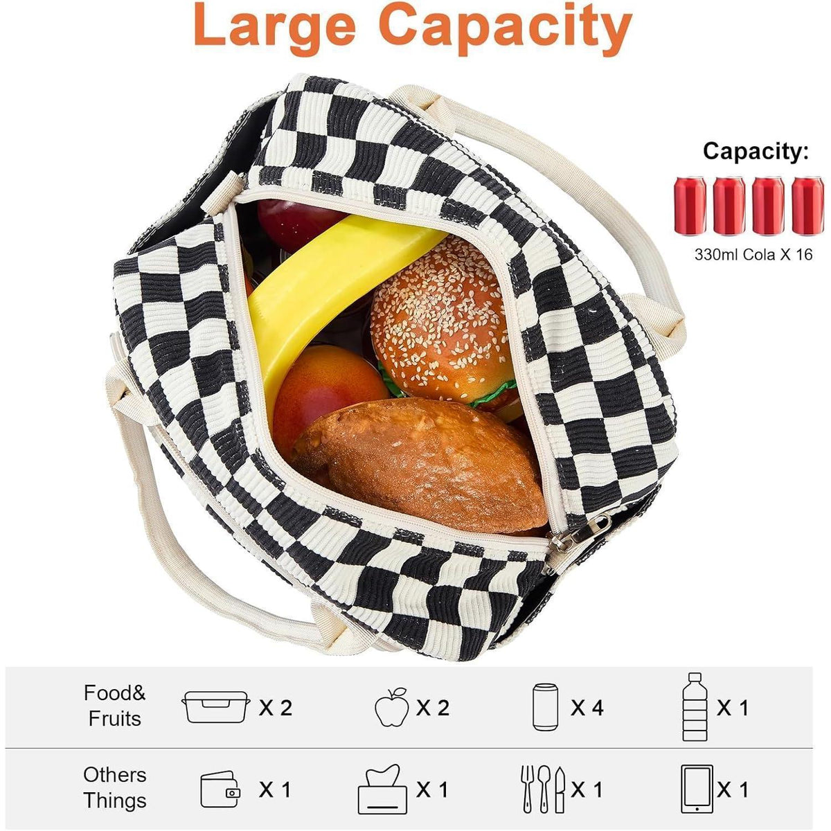 Isolierte Kühltasche 12L – Cord Lunchbox für Arbeit, Picknick & Reisen
