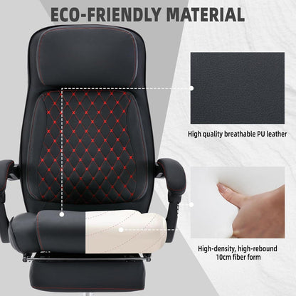 Ergonomischer Bürostuhl mit Fußpedalen, verstellbarer Höhe und hoher Rückenlehne