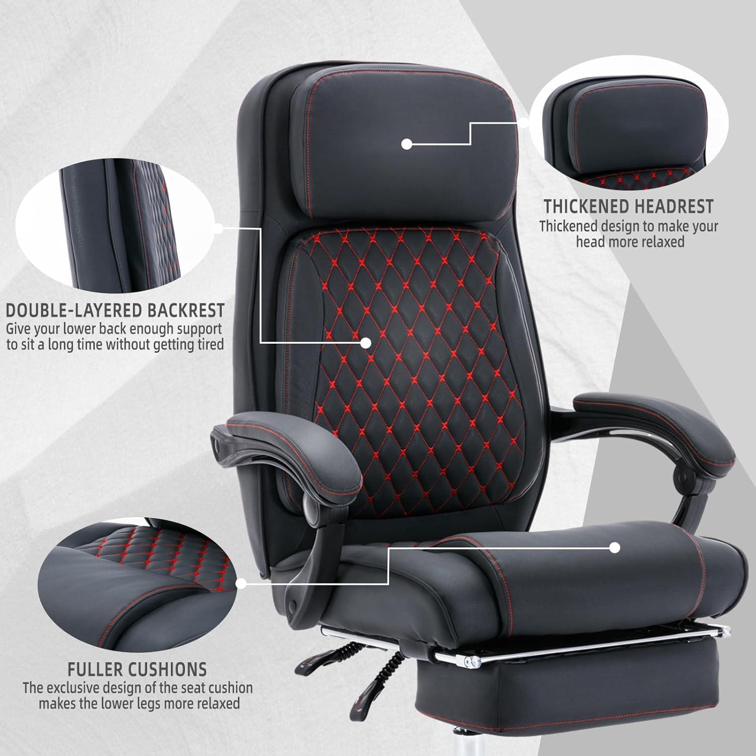Ergonomischer Executive Bürostuhl mit Fußpedalen, hoher Rückenlehne
