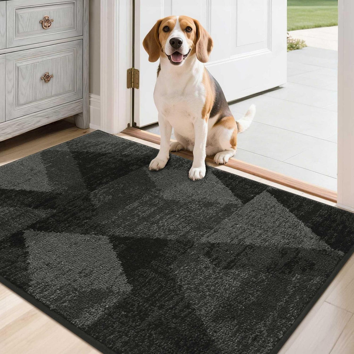 Fußmatte Karomuster Dunkelgrau 60x90 cm – Rutschfest & Saugfähig