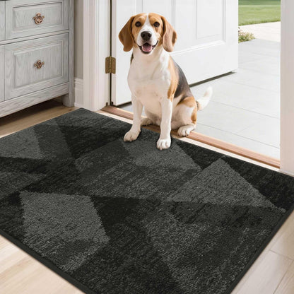 Fußmatte Karomuster Dunkelgrau 60x90 cm – Rutschfest & Saugfähig