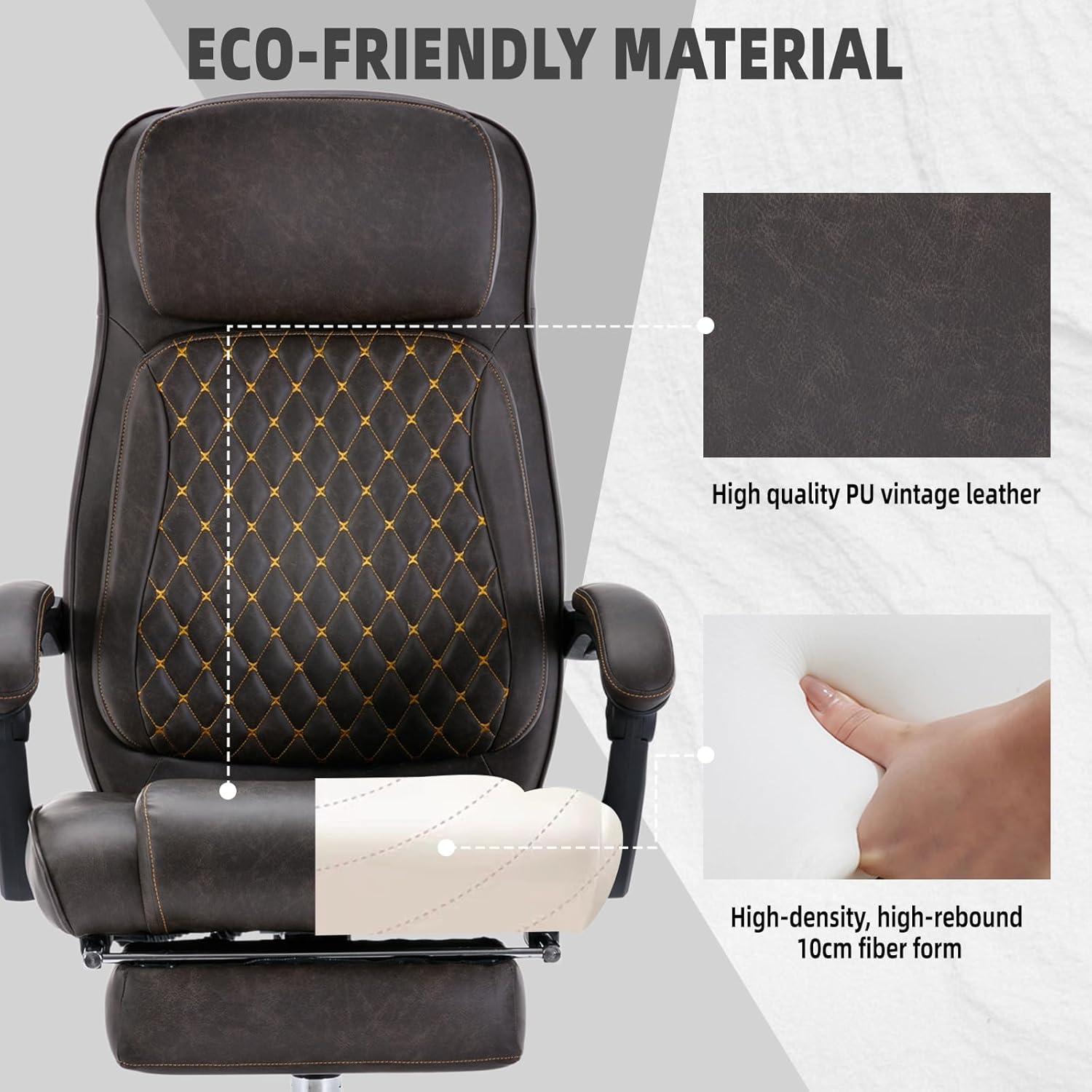 Ergonomischer Bürostuhl mit Fußpedalen, hohe Rückenlehne, einstellbare