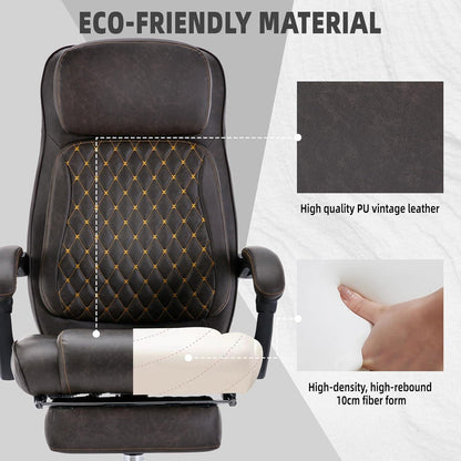 Ergonomischer Bürostuhl mit Fußpedalen, hohe Rückenlehne, einstellbare
