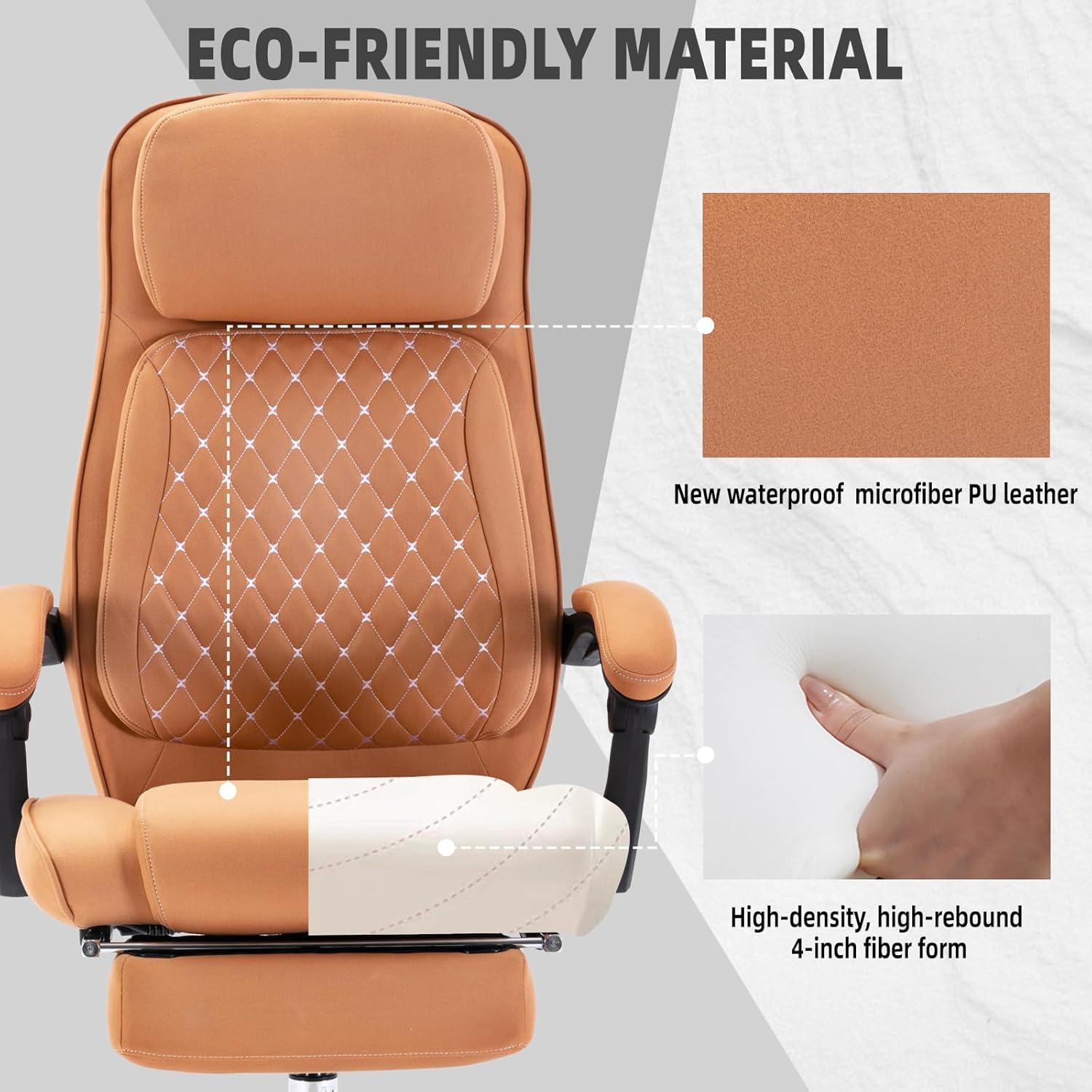 Ergonomischer High-Back Bürostuhl mit Fußstütze, einstellbarer Schreibtischstuhl