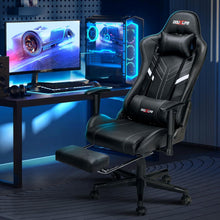 Gaming Stuhl mit 7 Punkt Massage und Fußstütze, Schwarz