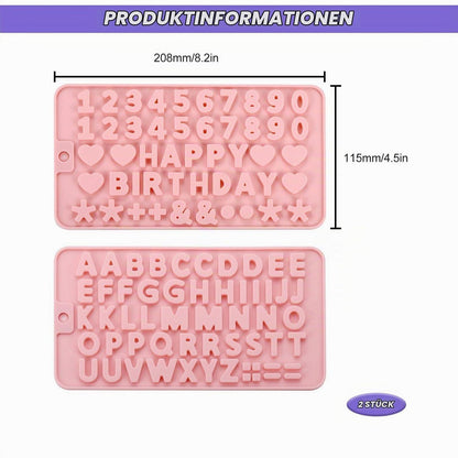 Silikonform Buchstaben Zahlen Set für Kuchen & Schokolade