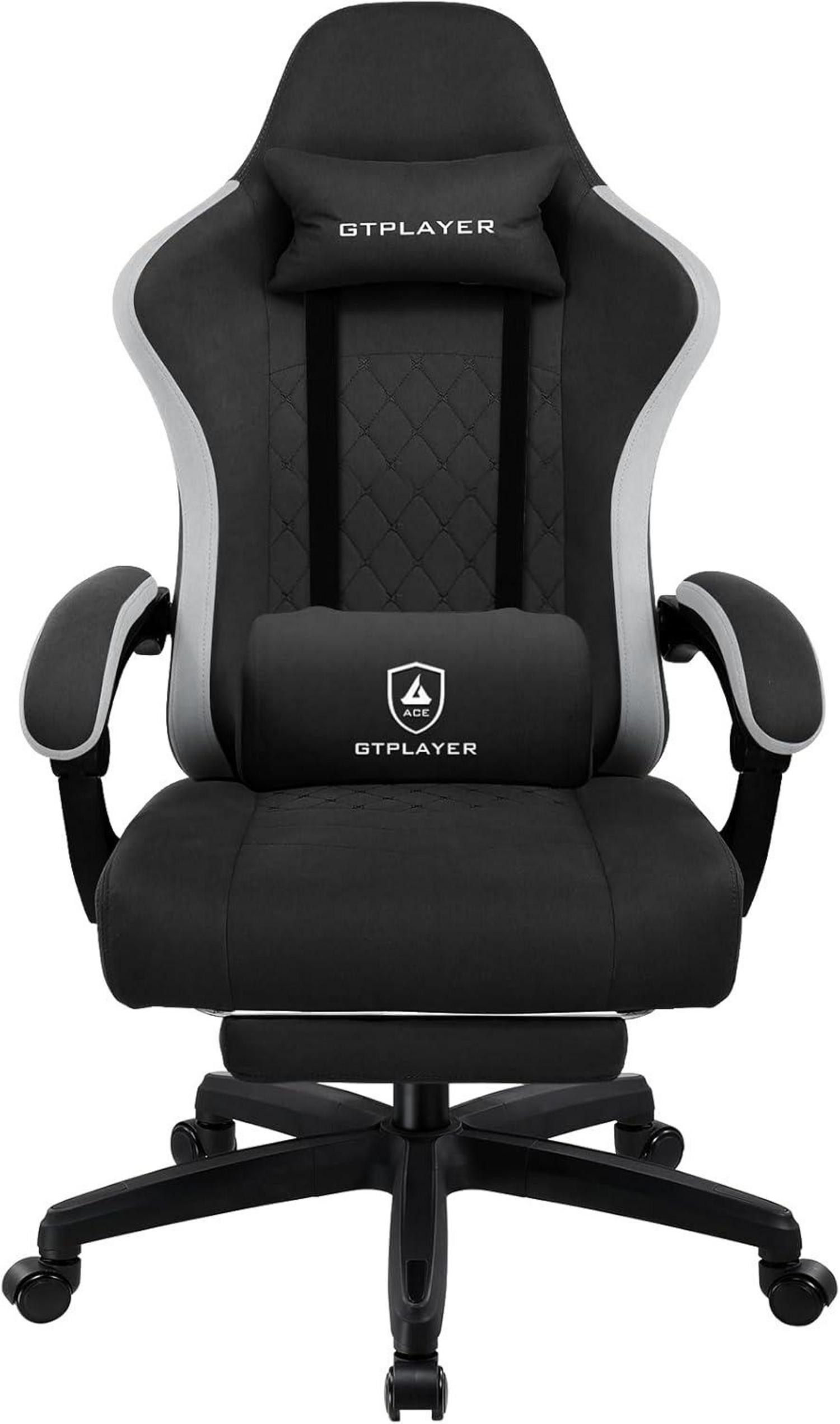 Ergonomischer Gaming Stuhl Stoff 150kg Belastbarkeit Schwarz