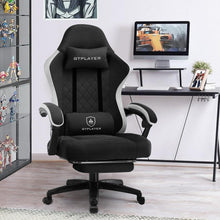 Ergonomischer Gaming Stuhl mit Fußstütze, Schwarz