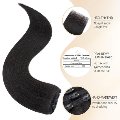 Echthaar Clip-in Extensions Schwarz 50cm - 80g