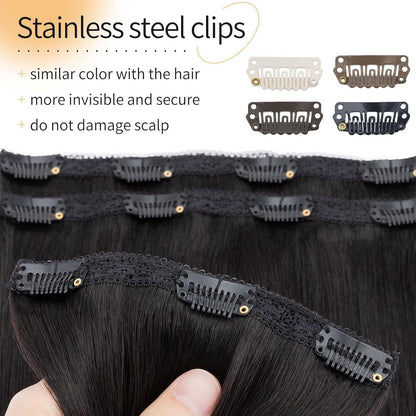 Echthaar Clip-in Extensions Schwarz 50cm - 80g