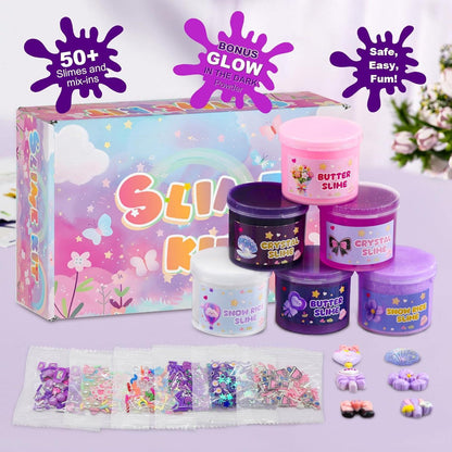 6x Lila Farbverlauf Slime Set – Schneereis, Butter, Crystal