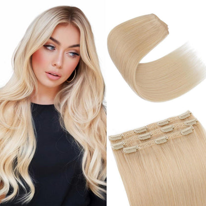 Echthaar Clip-in Extensions Platinblond 45cm
