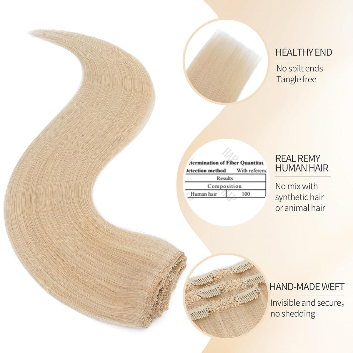 Echthaar Clip-in Extensions Platinblond 50cm