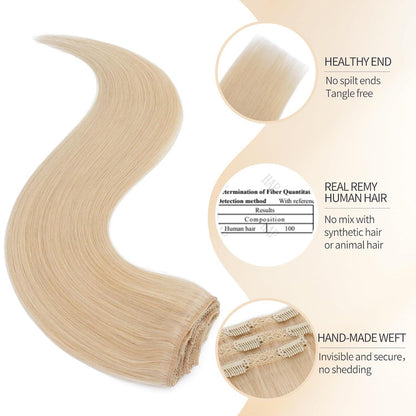 Echthaar Clip-in Extensions Platinblond 50cm