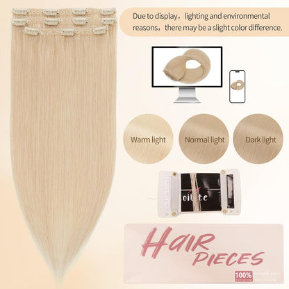 Echthaar Clip-in Extensions Platinblond 50cm