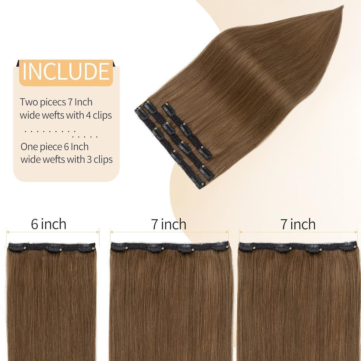 Echthaar Clip-in Extensions Schokoladenbraun 50cm