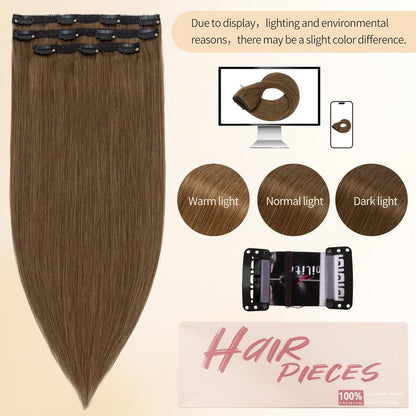 Echthaar Clip-in Extensions Schokoladenbraun 50cm