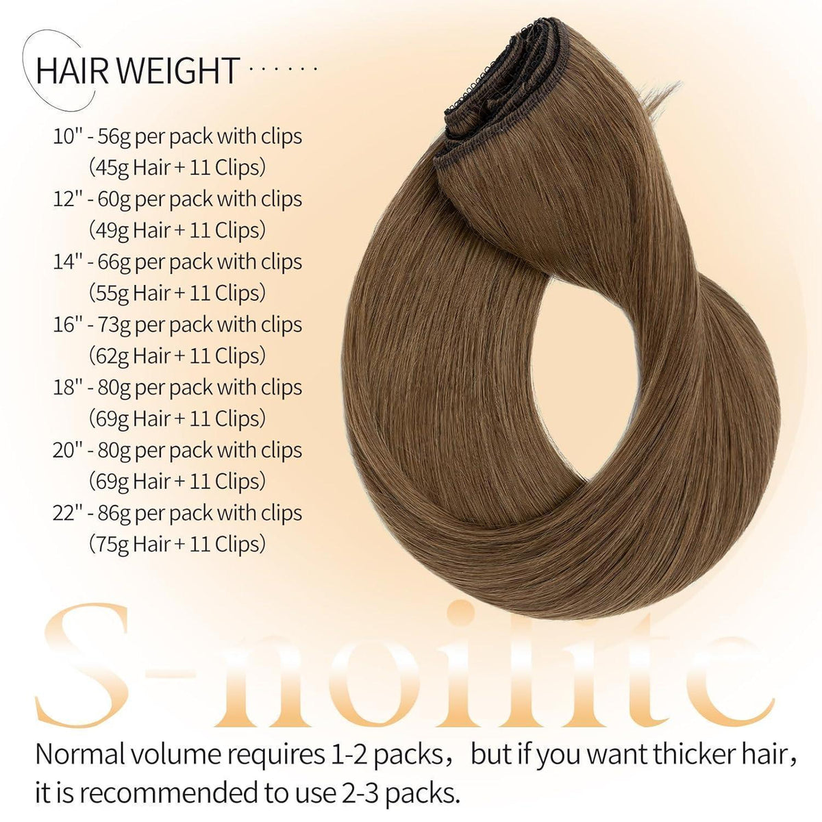 Echthaar Clip-in Extensions Schokoladenbraun 50cm