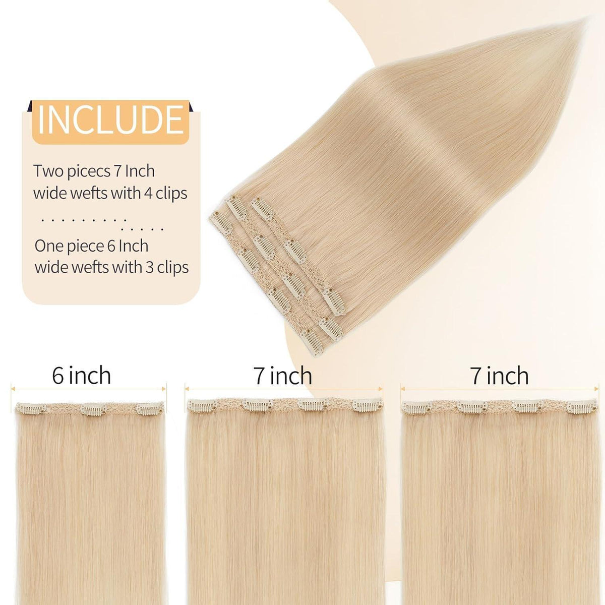 Echthaar Clip-in Extensions Platinblond 55cm