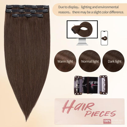 Echthaar Clip-in Extensions Dunkelbraun 55cm
