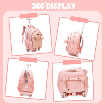 Schultrolley Mädchen Set Rosa mit Rucksack & Lunchtasche