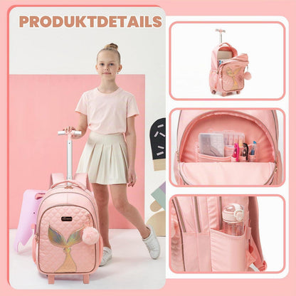 Schultrolley Mädchen Set Rosa mit Rucksack & Lunchtasche
