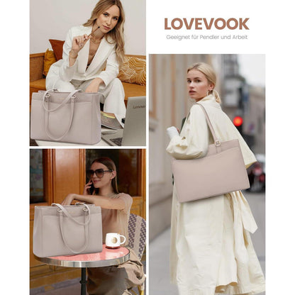 Laptoptasche Damen 15,6 Zoll, Elegante Arbeitstasche aus PU-Leder