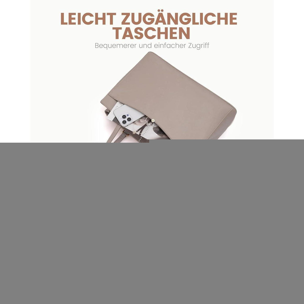 Laptoptasche Damen 15,6 Zoll, Elegante Arbeitstasche aus PU-Leder