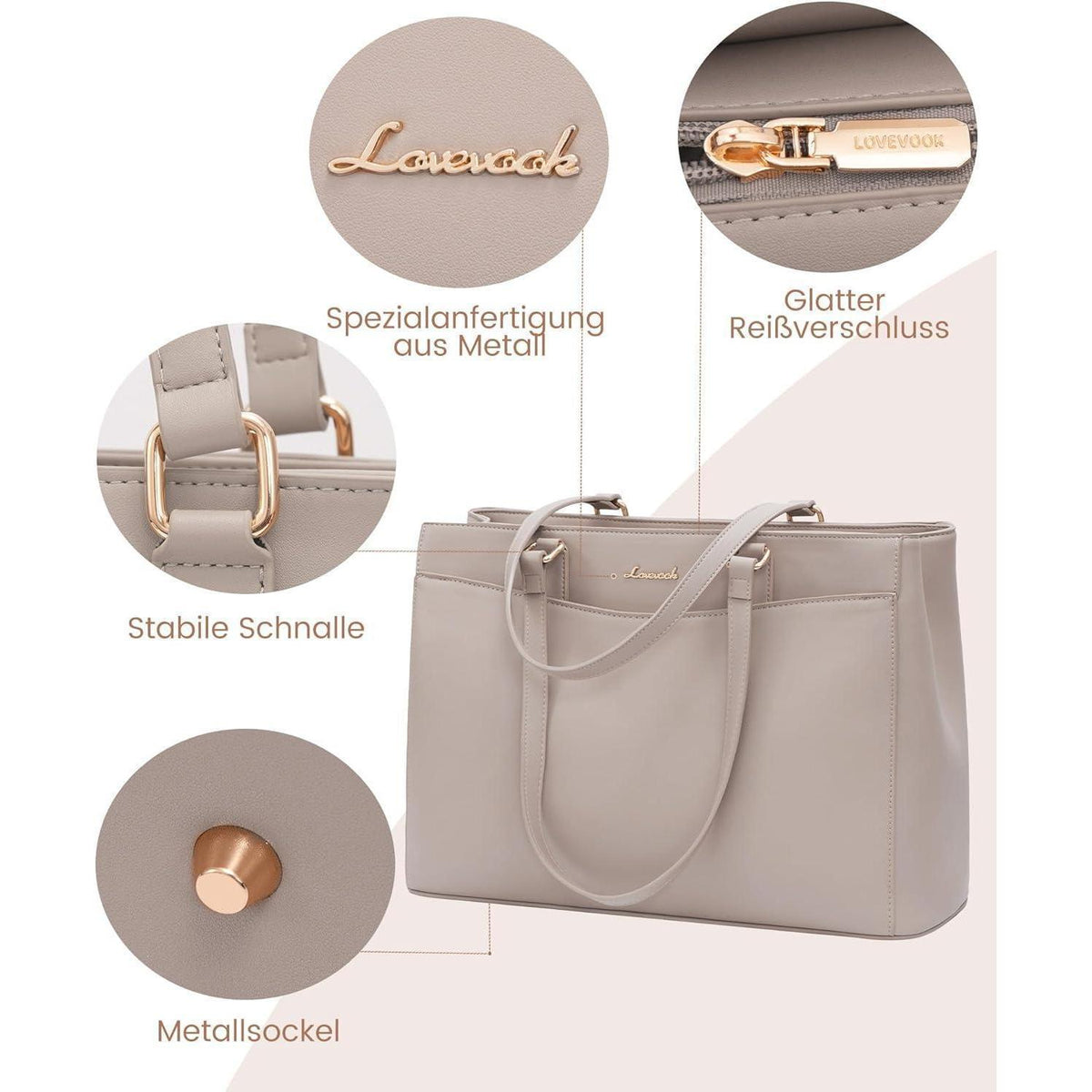 Laptoptasche Damen 15,6 Zoll, Elegante Arbeitstasche aus PU-Leder