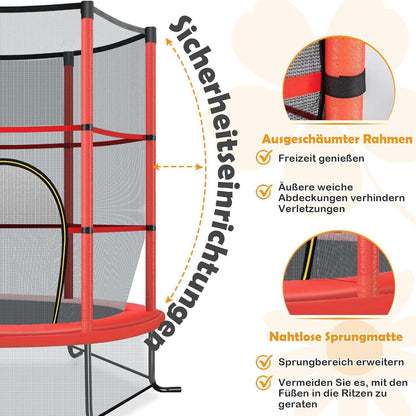 GYMAX Kindertrampolin 165cm mit Sicherheitsnetz & Randabdeckung