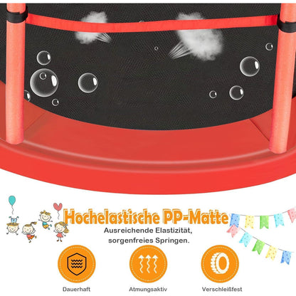 GYMAX Kindertrampolin 165cm mit Sicherheitsnetz & Randabdeckung