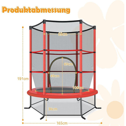 GYMAX Kindertrampolin 165cm mit Sicherheitsnetz & Randabdeckung