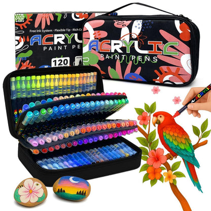 120 Acrylstifte Set, Wasserfest, Pinselspitze | DIY Kunst & Geschenke