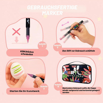 120 Acrylstifte Set, Wasserfest, Pinselspitze | DIY Kunst & Geschenke