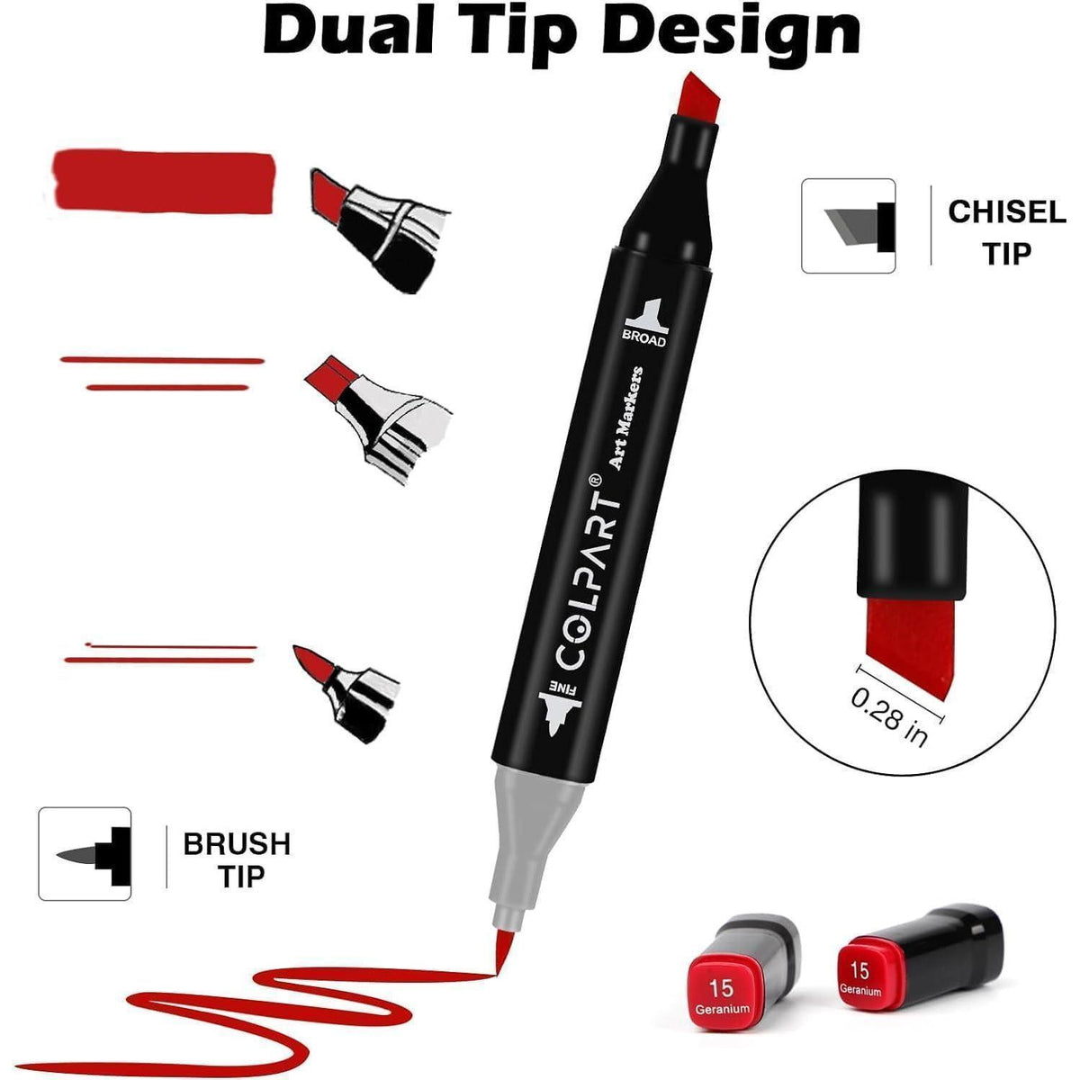 Alkohol Marker Set 204 Farben, Doppelseitig, mit Tragetasche