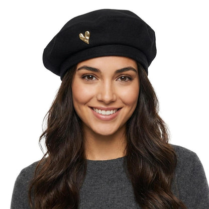 Baskenmütze Damen Baumwolle Koreanischer Stil Schwarz