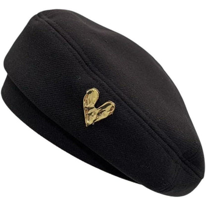 Baskenmütze Damen Baumwolle Koreanischer Stil Schwarz