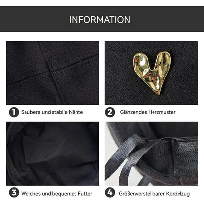 Baskenmütze Damen Baumwolle Koreanischer Stil Schwarz