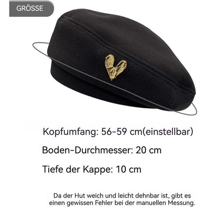 Baskenmütze Damen Baumwolle Koreanischer Stil Schwarz