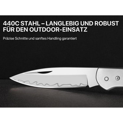 Zweihand Klappmesser 440C Stahl – Holzgriff, EDC Outdoor