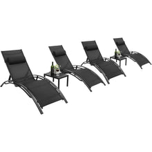 XXL Aluminium Sonnenliege 4er Set mit Beistelltisch & Kissen, stapelbar, wetterfest, verstellbar