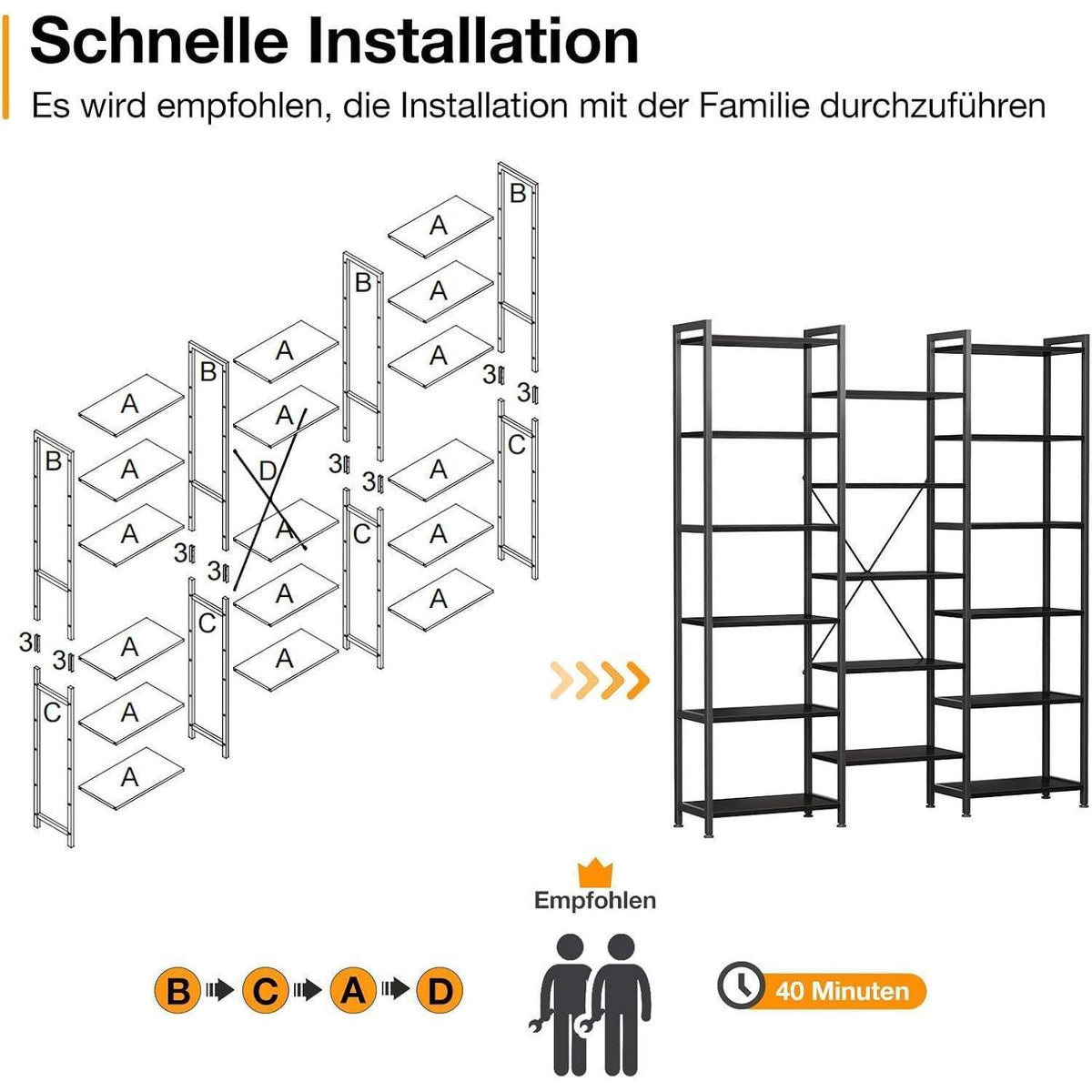 Bücherregal 6 Etagen Industrie Design – Raumteiler & Stauraum