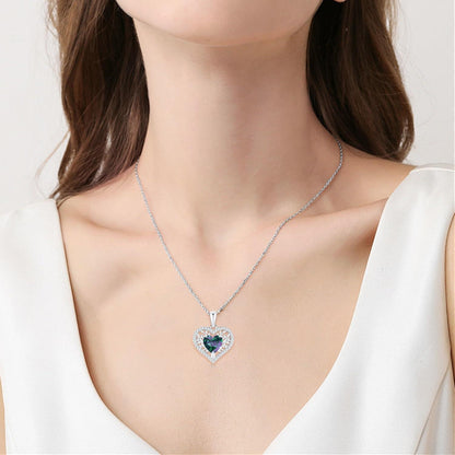 Lebensbaum Herz Kette Damen 925 Sterling Silber Alexandrit Geburtstagsgeschenk