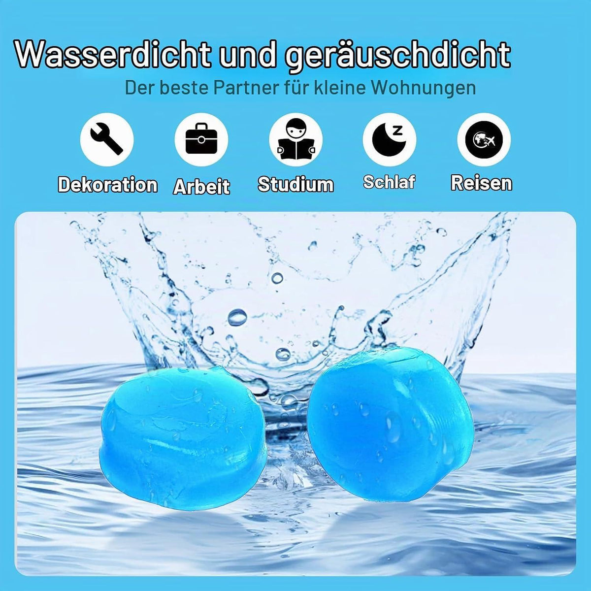 18 Paar Silikon Ohrstöpsel – Weiche, Wiederverwendbare Ohrenstöpsel zum Schlafen & Schwimmen