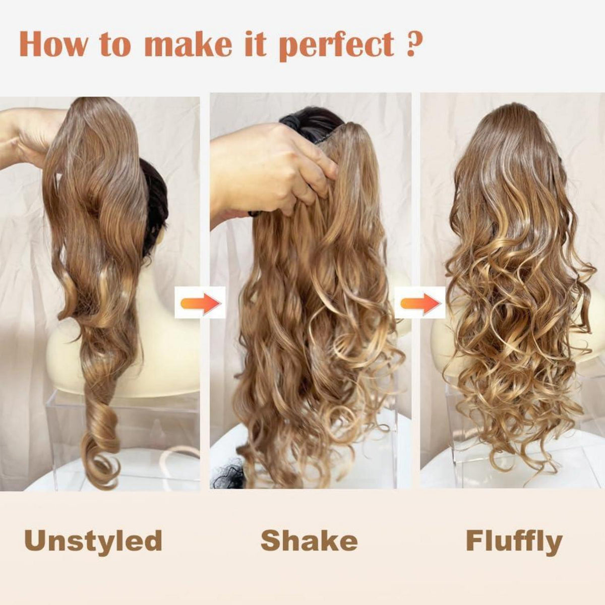 Voluminöser Pferdeschwanz mit Klammer – Mittelblond mit Highlights